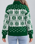 Women's All-Over Snowflake Christmas Turtleneck – Fair Isle Holiday Sweater