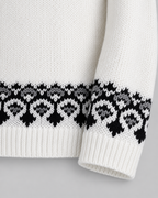 Women's Fair Isle Geometric Crew Neck Sweater – Black and Gray Diamond Knit