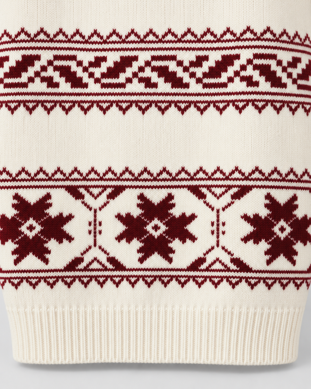 Women's Fair Isle Snowflake Sweater – Relaxed Crew Neck Nordic Knit in Ivory