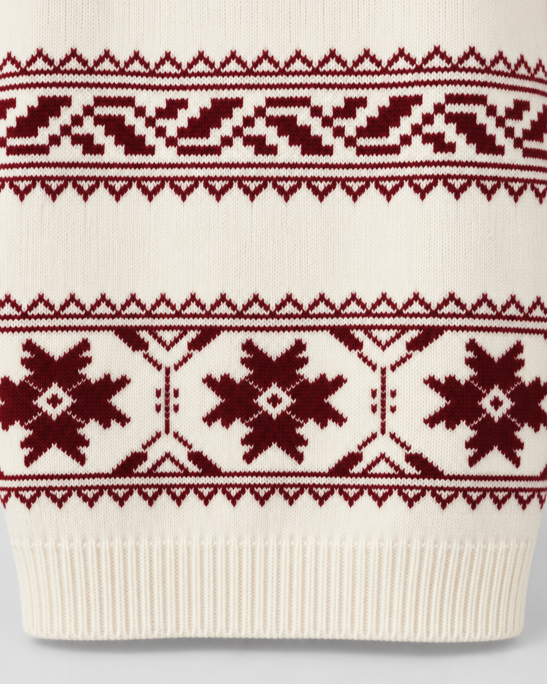 Women's Fair Isle Snowflake Sweater – Relaxed Crew Neck Nordic Knit in Ivory