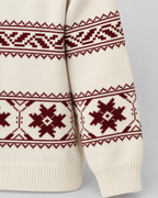 Women's Fair Isle Snowflake Sweater – Relaxed Crew Neck Nordic Knit in Ivory