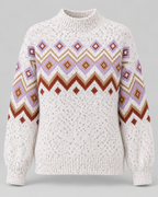 Women's Fair Isle High Neck Sweater – Nordic Geometric Pattern Knit Pullover