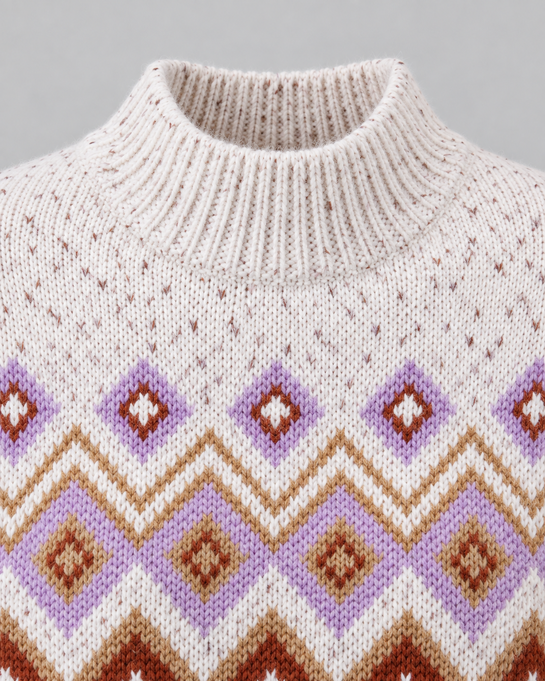 Women's Fair Isle High Neck Sweater – Nordic Geometric Pattern Knit Pullover