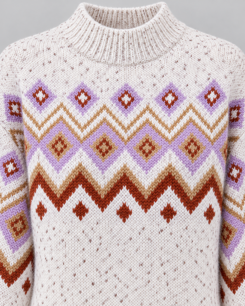 Women's Fair Isle High Neck Sweater – Nordic Geometric Pattern Knit Pullover
