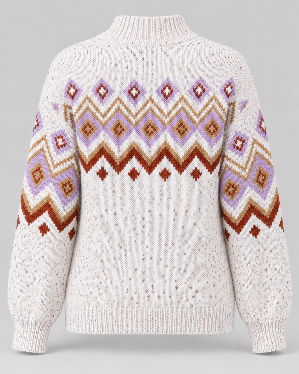 Women's Fair Isle High Neck Sweater – Nordic Geometric Pattern Knit Pullover