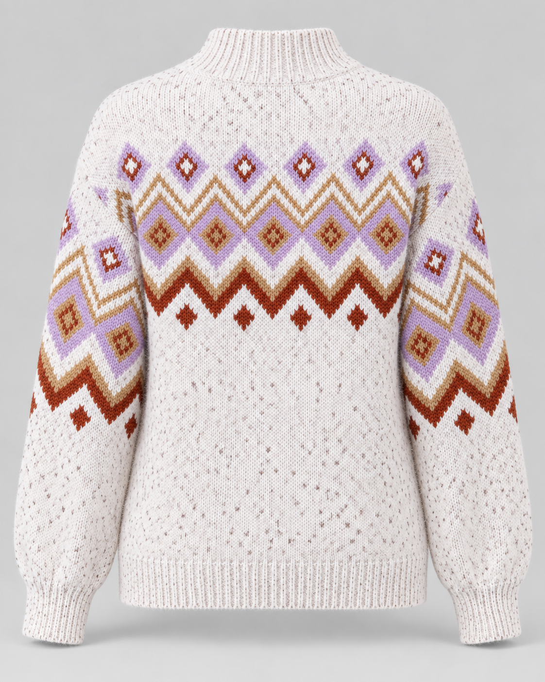Women's Fair Isle High Neck Sweater – Nordic Geometric Pattern Knit Pullover