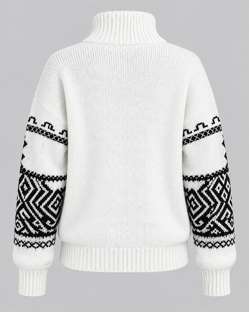 Women's Aztec Geometric Quarter-Zip Sweater – Funnel Collar Knit Pullover