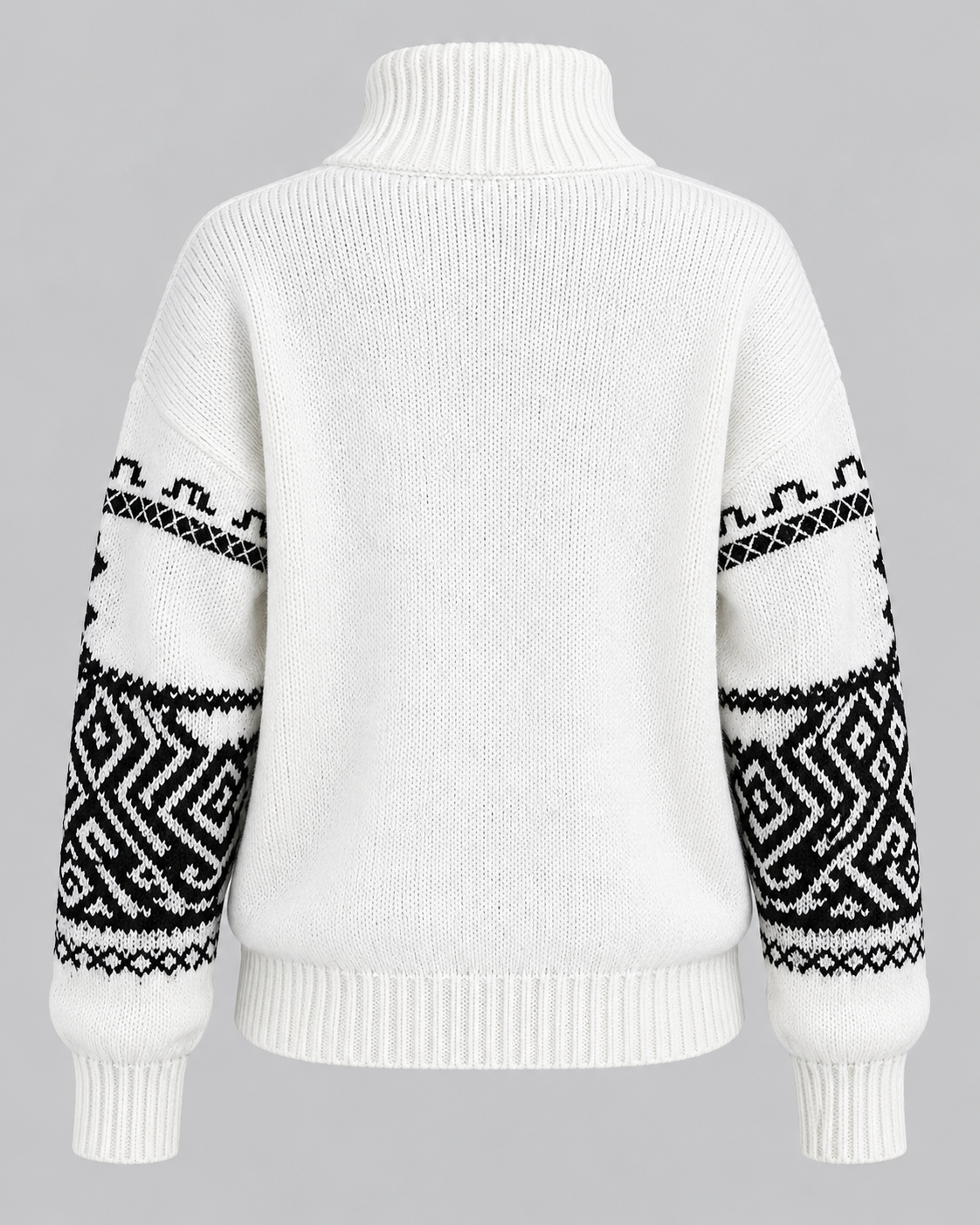 Women's Aztec Geometric Quarter-Zip Sweater – Funnel Collar Knit Pullover