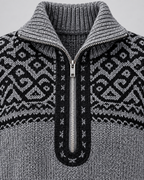 Women's Aztec Geometric Quarter-Zip Sweater – Funnel Collar Knit Pullover