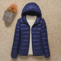 Women's Lightweight Quilted Hooded Packable Down Puffer Jacket - Cropped Winter Coat